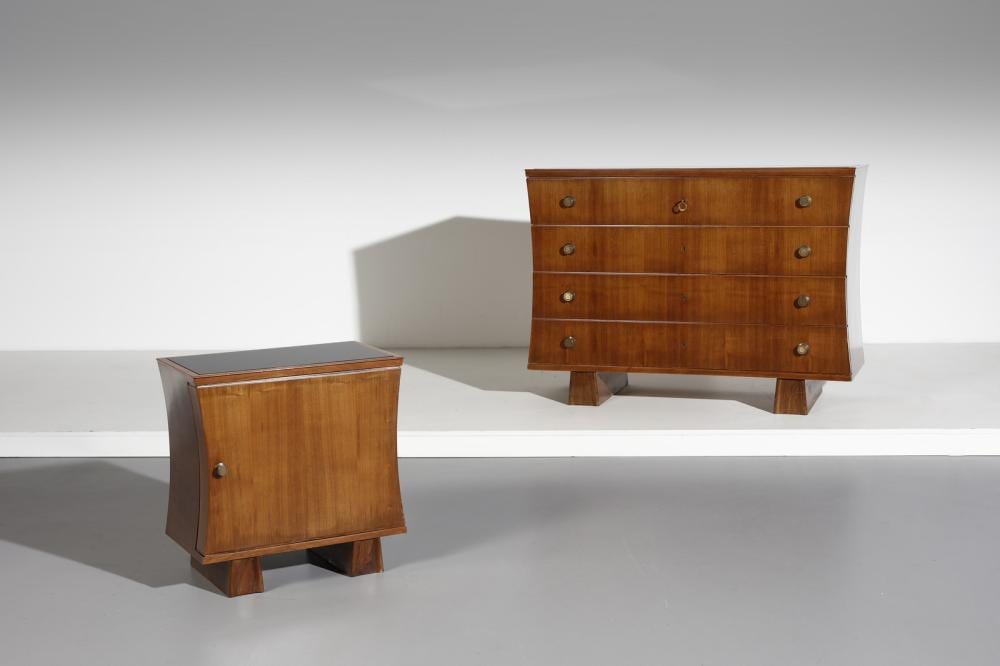 Giovanni (1887) Guerrini comparable auction result: giovanni guerrini 1887 1972 attributed chest of drawers with bedside table for ebanisteria r amaducci cesena