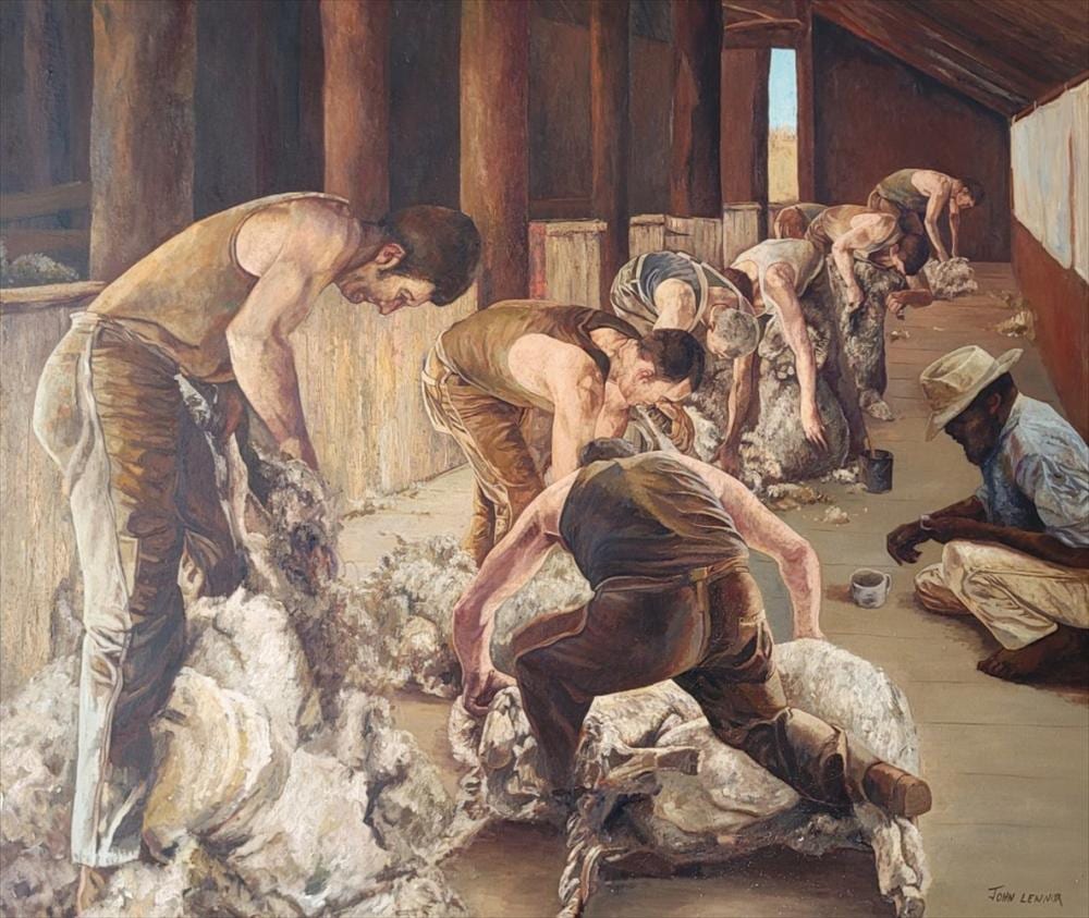 John Lennox comparable auction result: john lennox 1941 1996 shearing the ram oil