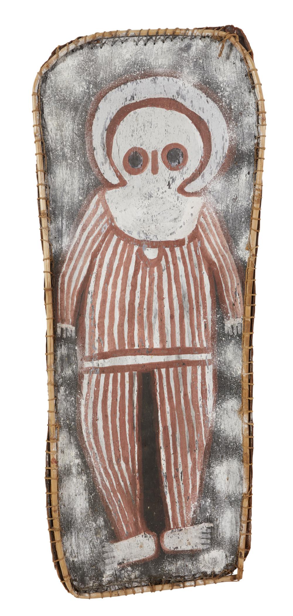 WAIGAN DJANGHARA comparable auction result: waigan djanghara c 1930 1996 wandjina c 1975 natural earth pigments on eucalyptus bark