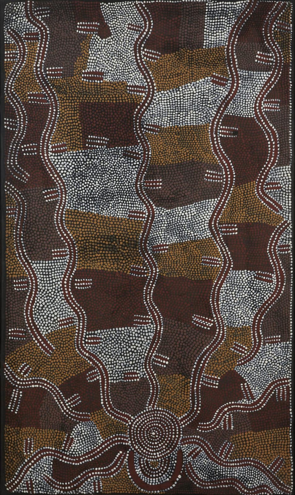 Dinny Tjampitjinpa Nolan comparable auction result: dinny nolan tjampitjinpa born c 1935 walapunpa water dreaming 1978 synthetic polymer paint on linen