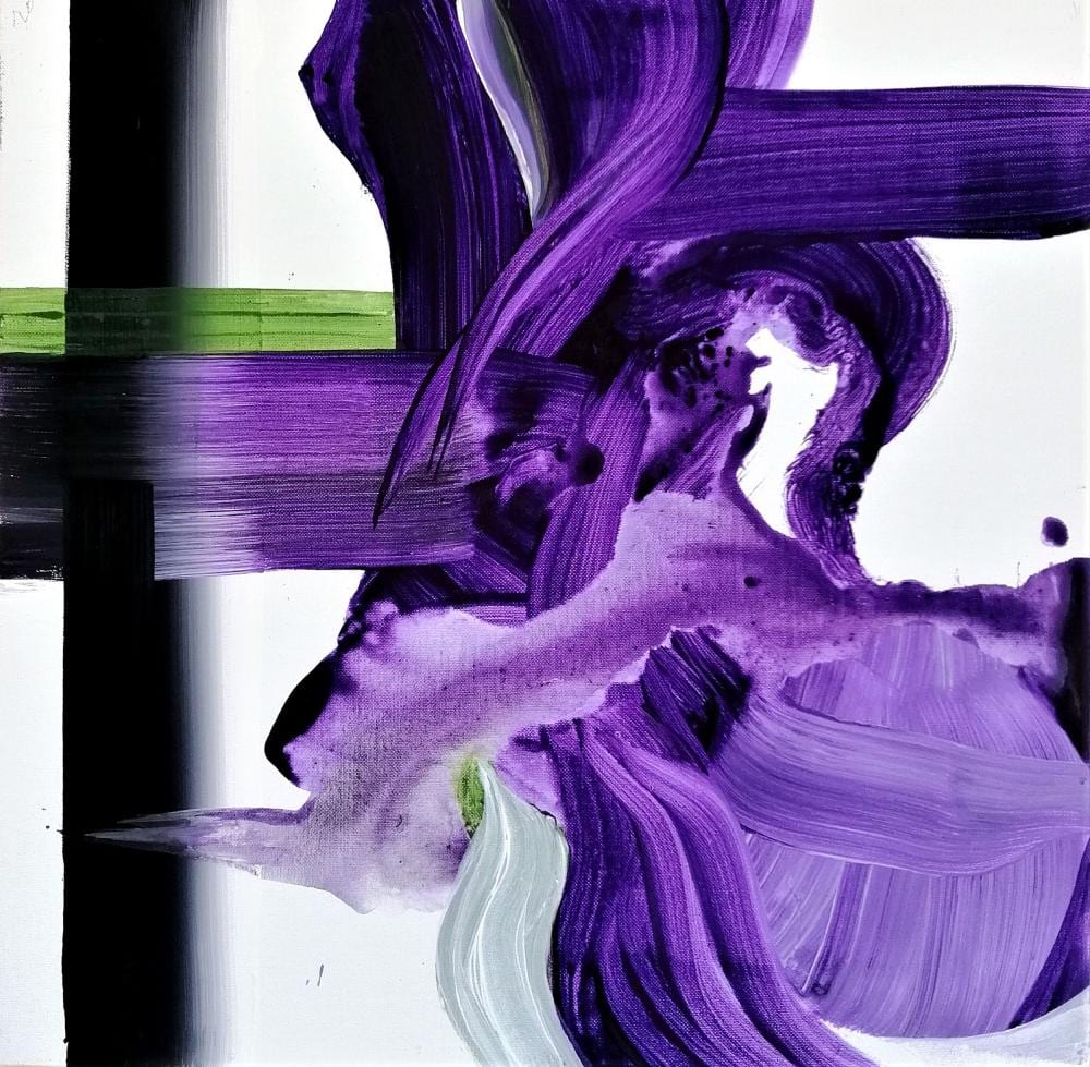 Salvatore Garau comparable auction result: salvatore garau fotogramma viola con verde che detta ordine
