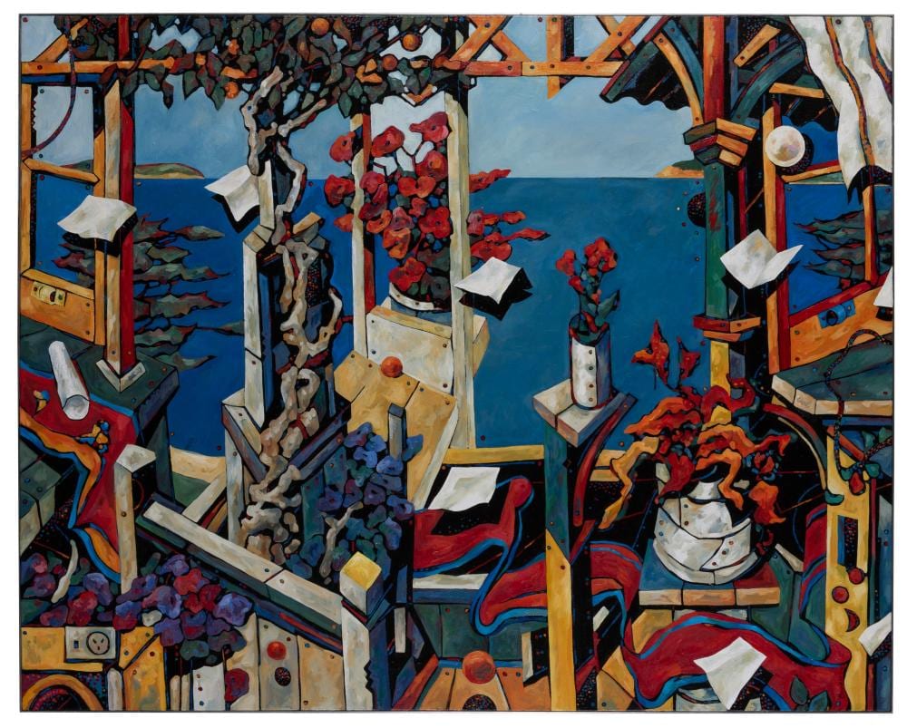 paul cavell born 1946 view from the verandah 1988 · Gibson's · 2022-04-10 Paul Cavell comparable auction result: paul cavell born 1946 view from the verandah 1988