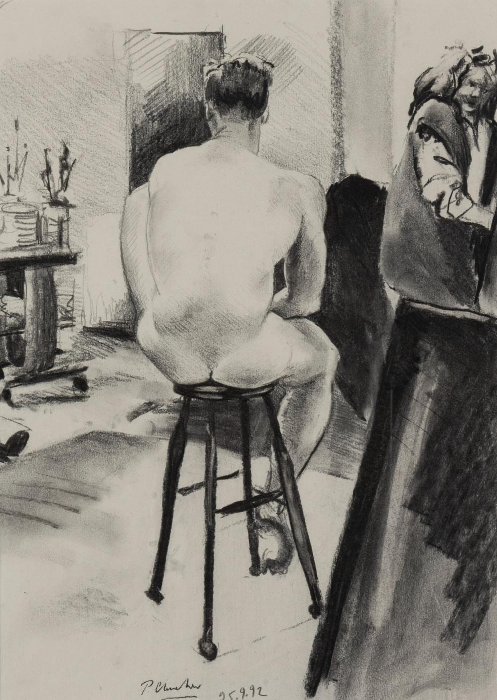 peter churcher born 1964 nude on a stool in studio 1992 · Gibson's · 2022-04-10 Peter Churcher comparable auction result: peter churcher born 1964 nude on a stool in studio 1992