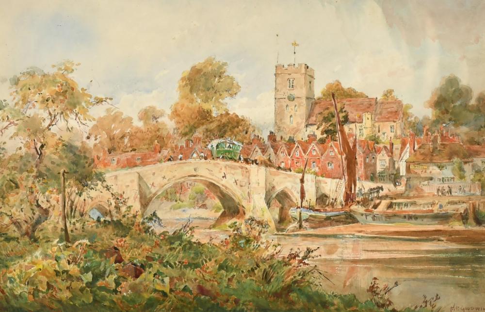 sidney paul goodwin 1867 1944 british figures and a carriage on a bridge with a town beyond watercolour s · John Nicholson's Fine Art Auctioneers & Valuers · 2022-04-06 Sydney Goodwin comparable auction result: sidney paul goodwin 1867 1944 british figures and a carriage on a bridge with a town beyond watercolour s