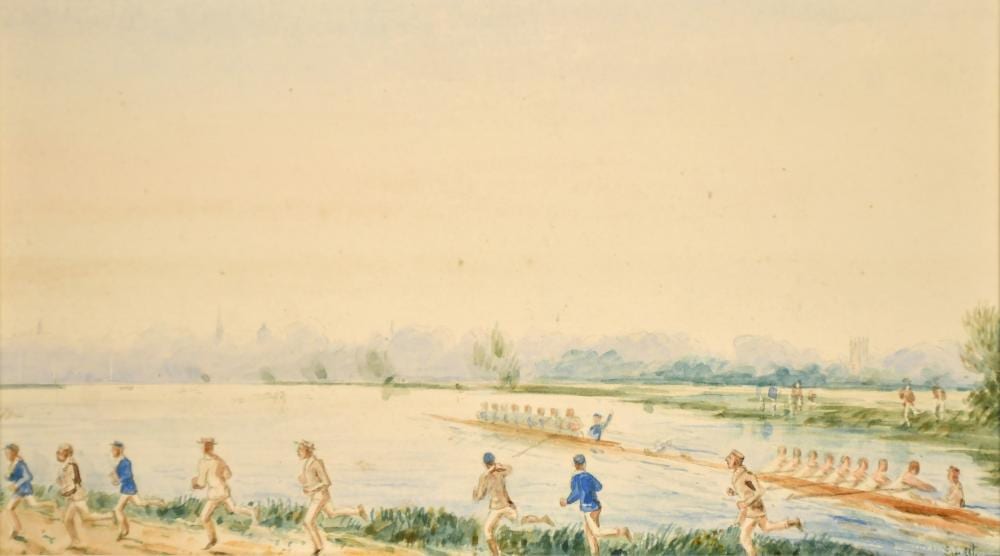 Edward Beecham Lait comparable auction result: edward beecham lait fl 1865 1869 two scenic oxford views the oxford boat race and the distant spires from