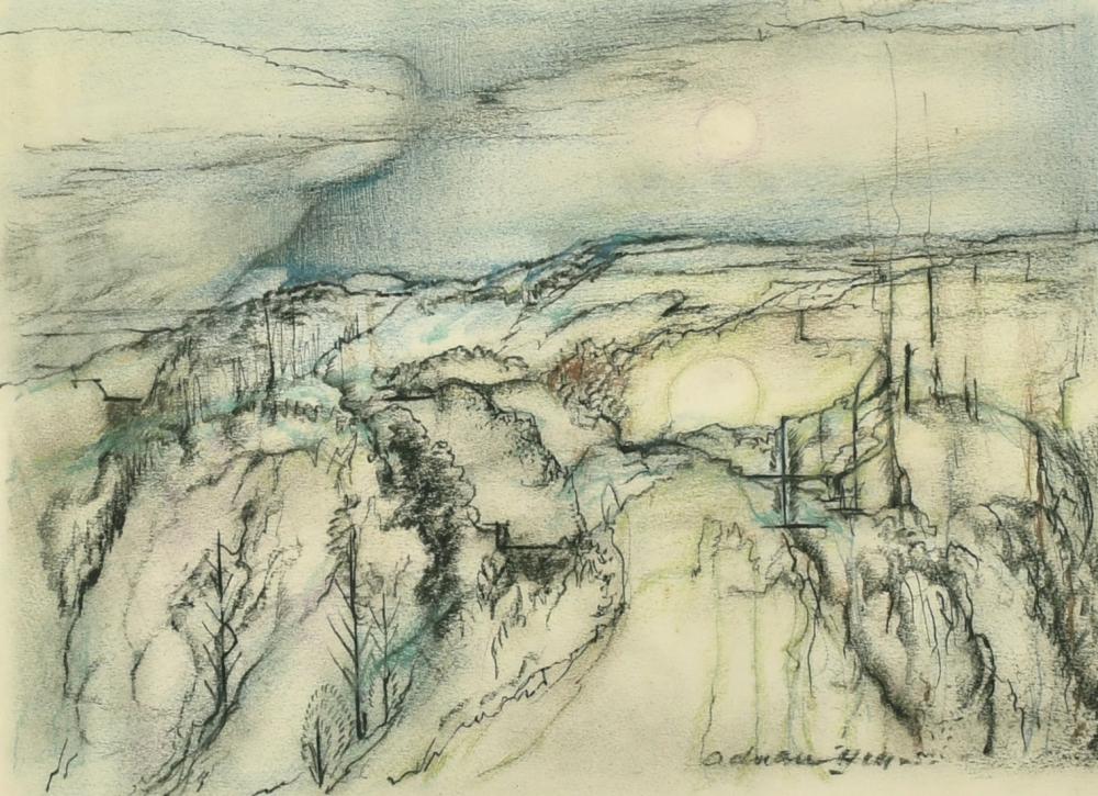 Adrian Hill comparable auction result: adrian hill 1895 1977 encroaching night charcoal and pastel signed 9 5 x 13
