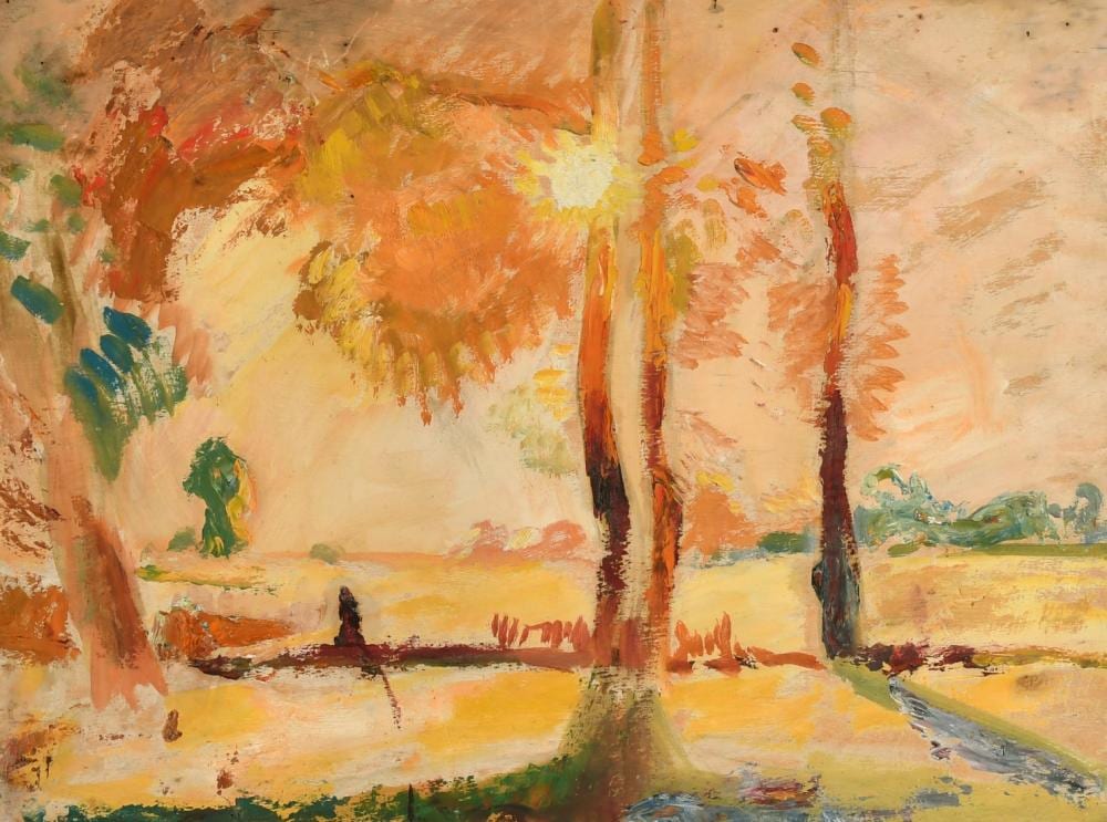 Robert Graham Dryden Alexander comparable auction result: robert graham dryden alexander 1875 1945 the courage playing fields brentwood oil on board 16 5 x 23 75