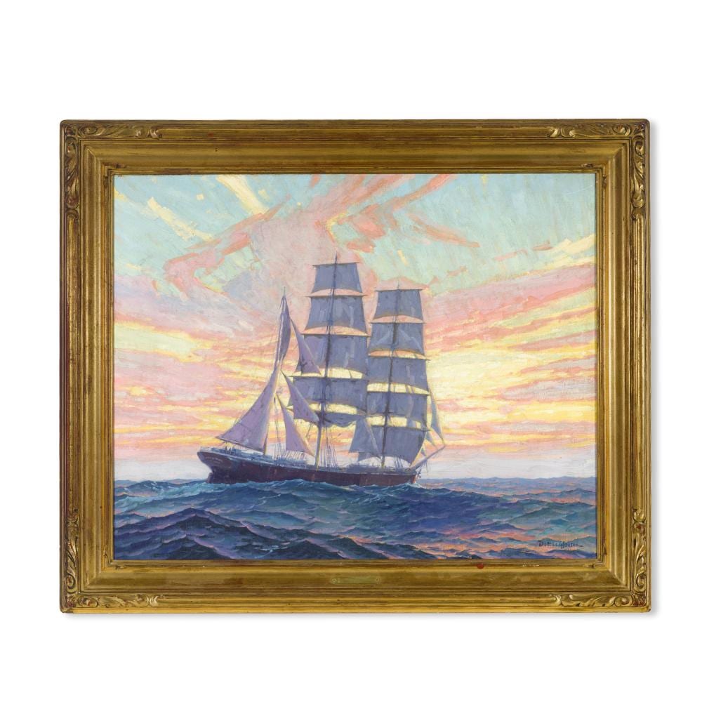 Duncan Gleason comparable auction result: duncan gleason 1881 1959 running her westing down 24 x 30 in framed 30 1 4 x 36 1 4 in