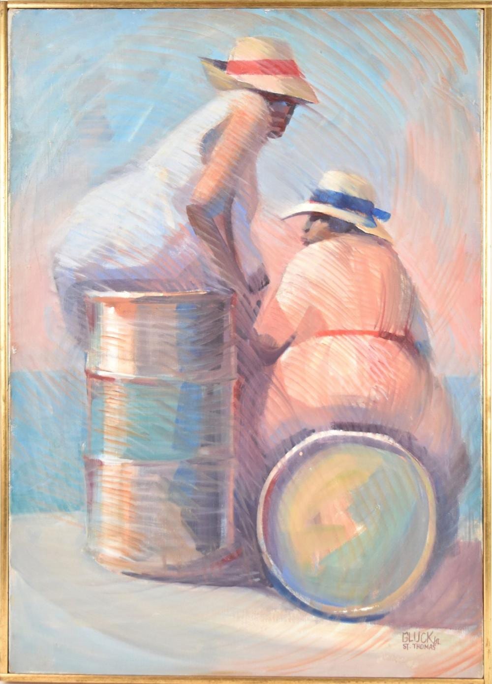 Larry Gluck comparable auction result: larry gluck american born 1931 st thomas local women oil on canvas 28 x 20 inches