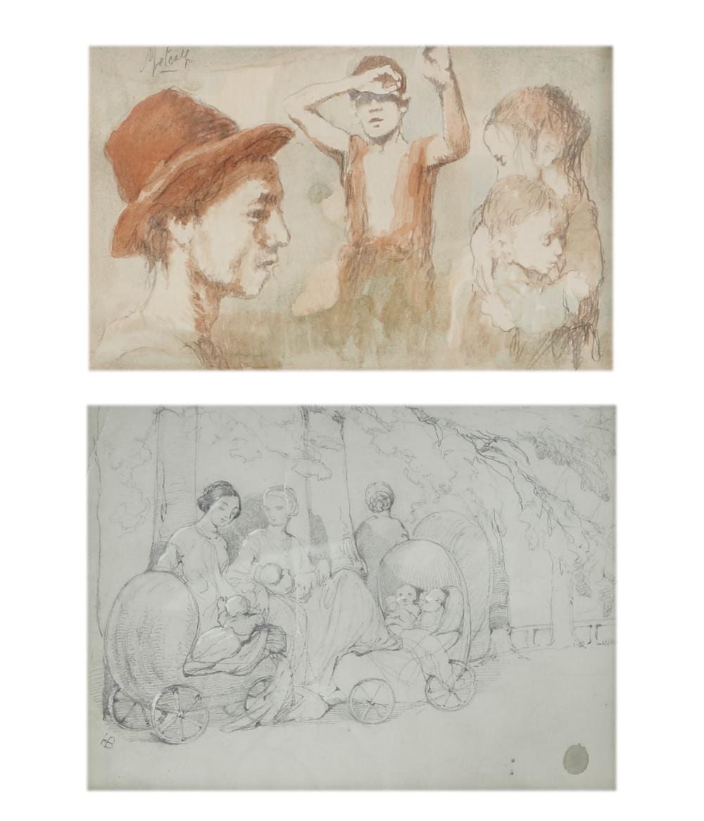conger a metcalf american 1914 1988 first work study of children second work women and children pencil study largest drawing 5 x 7 1 2in 13 x 18cm · Andrew Jones Auctions · 2022-04-13 Conger A Metcalf comparable auction result: conger a metcalf american 1914 1988 first work study of children second work women and children pencil study largest drawing 5 x 7 1 2in 13 x 18cm
