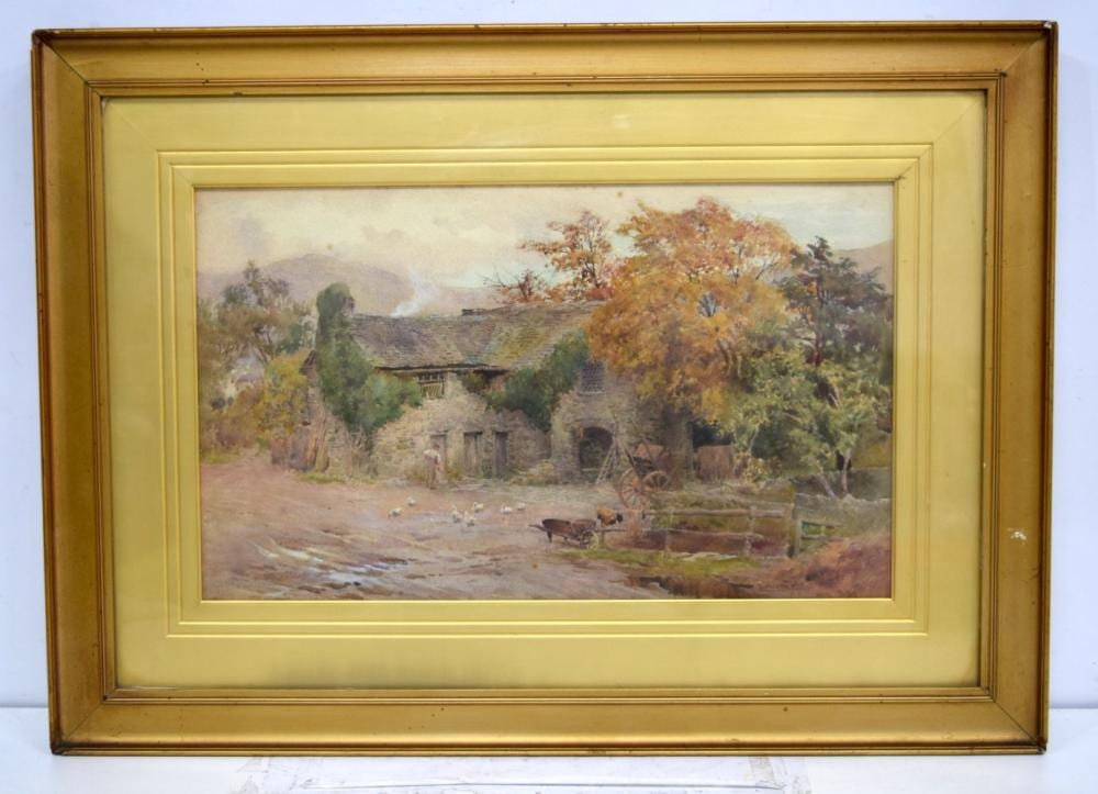 Cuthbert Rigby comparable auction result: cuthbert rigby 1850 1935 framed watercolour outbuildings trout back ambleside 27 x 44 cm
