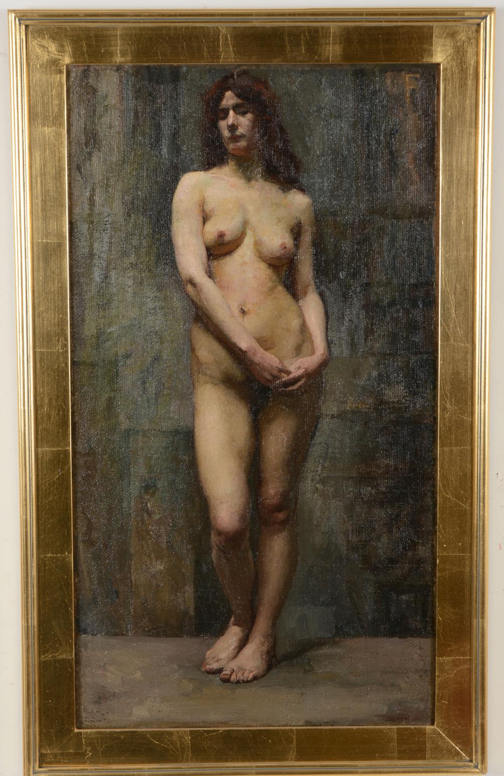 Sigismund DeIvanowsky comparable auction result: sigismund de ivanowski russian american standing nude oil on canvas framed monogram upper
