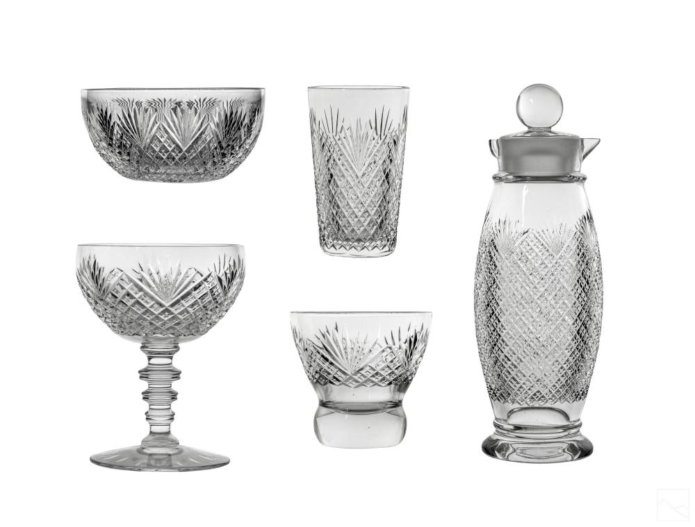 Hawkes Crystal Vintage Bowls Glasses & Carafe 42pc sold by Hill Auction Gallery, lot 363 — auction record photograph