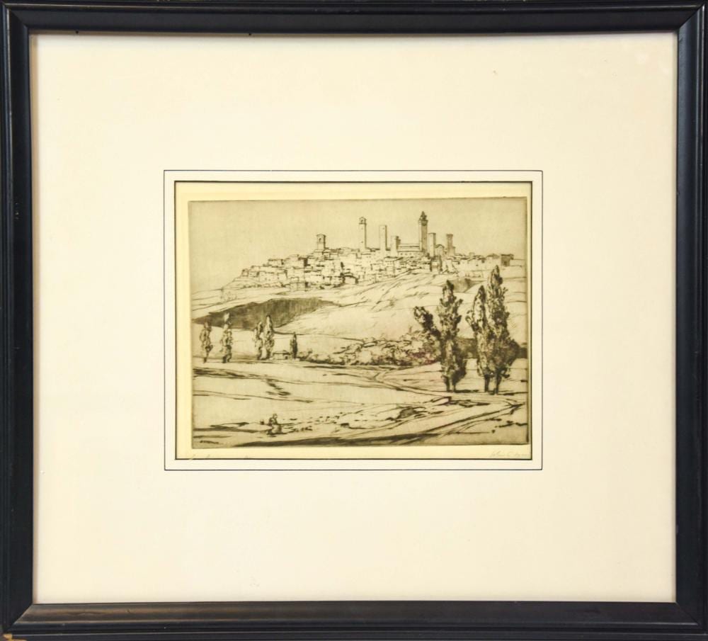John Charles Moody comparable auction result: john charles moody etching of san gimignano