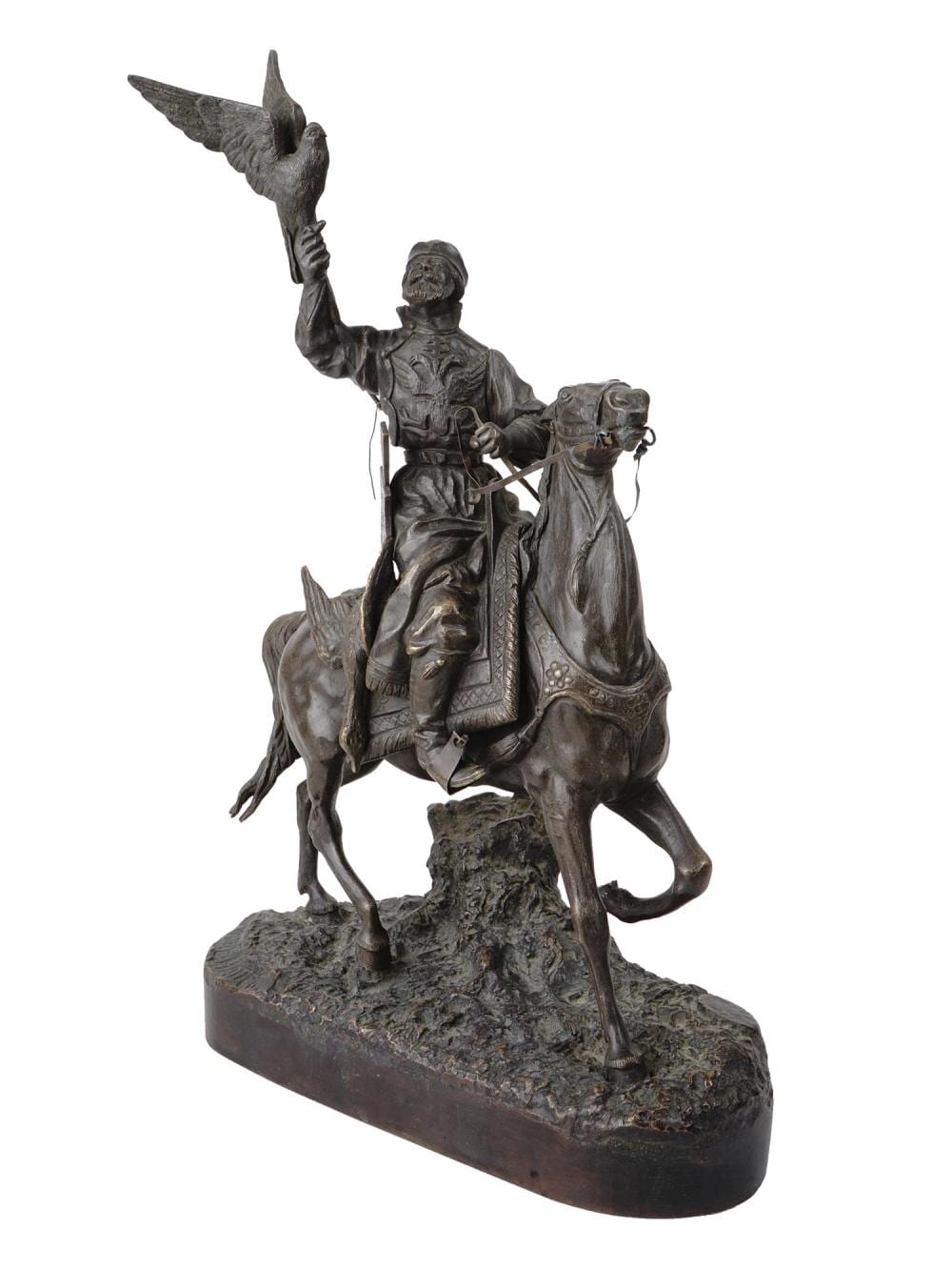 Evgeny Naps comparable auction result: russian bronze hunter with falcon by evgeny naps