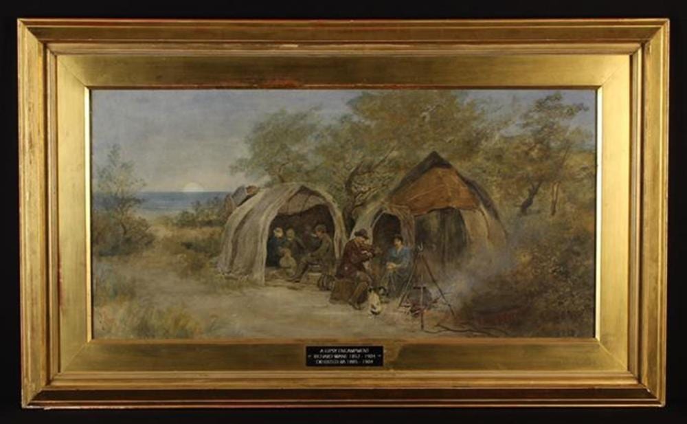 richard wane 1852 1904 a landscape watercolour painting depicting a gypsy encampment signed r w · Wilkinson's Auctioneers · 2022-04-24 Richard Wane comparable auction result: richard wane 1852 1904 a landscape watercolour painting depicting a gypsy encampment signed r w