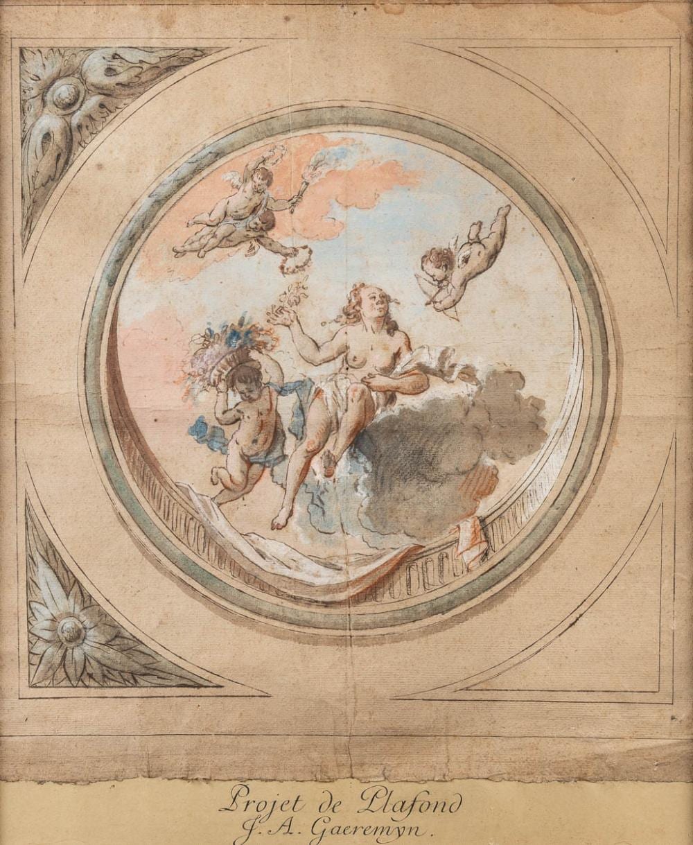 Jan Anton Garemyn comparable auction result: jan anton garemyn 1712 1799 projet de plafond a drawing on paper 18th c 58 x 69cm
