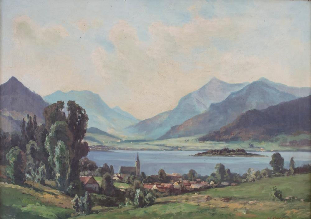 Klaus Richter comparable auction result: klaus richter 1887 1948 voralpenlandschaft mit see a prealp landscape
