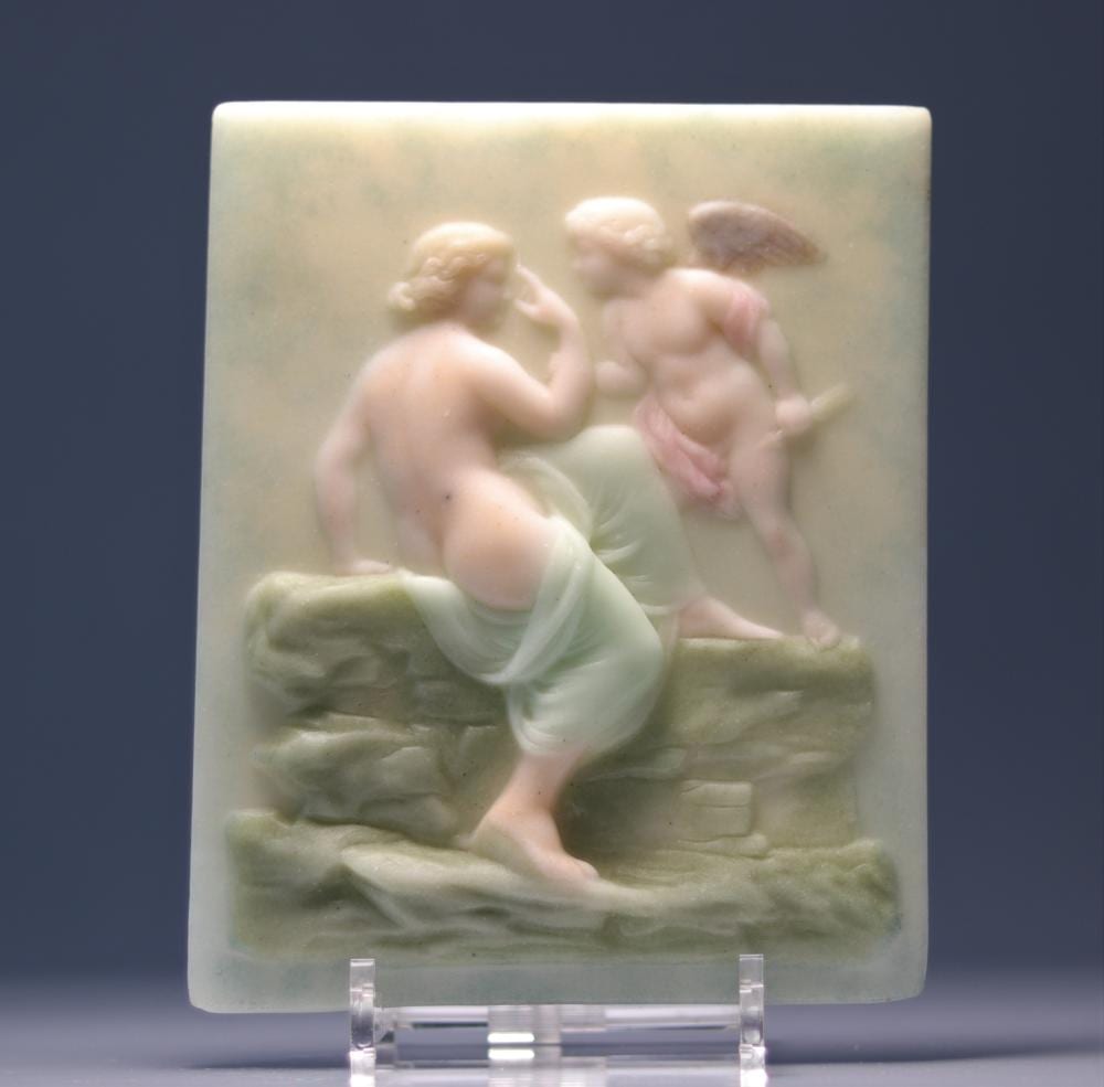 Georges Despret comparable auction result: georges despret 1862 1952 glass paste plate young woman and angel