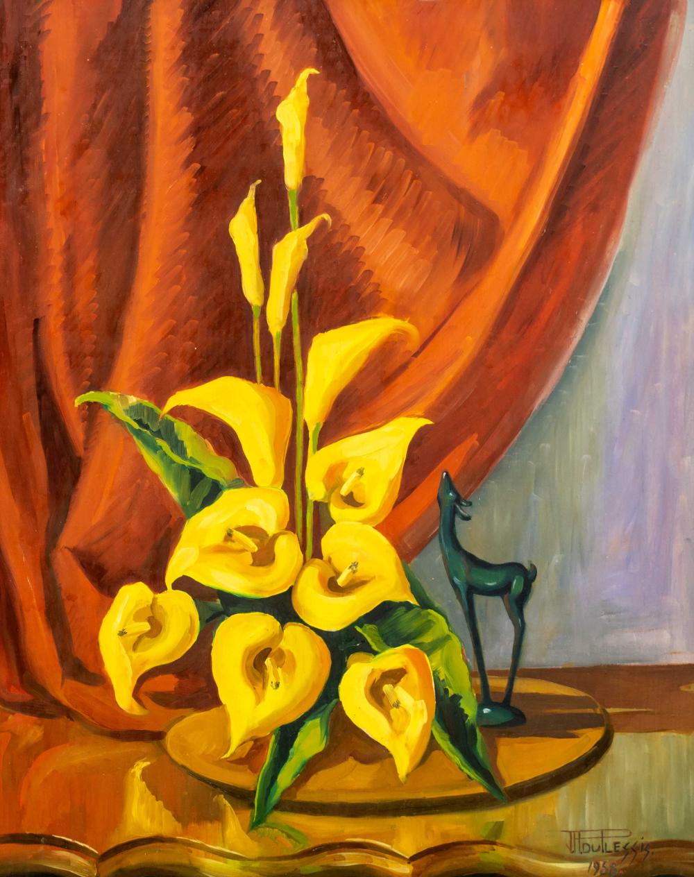 Hannes Du Plessis comparable auction result: hannes du plessis sa 1941 2004 oil still life flowers bronze signed dated 1958 75 x 60