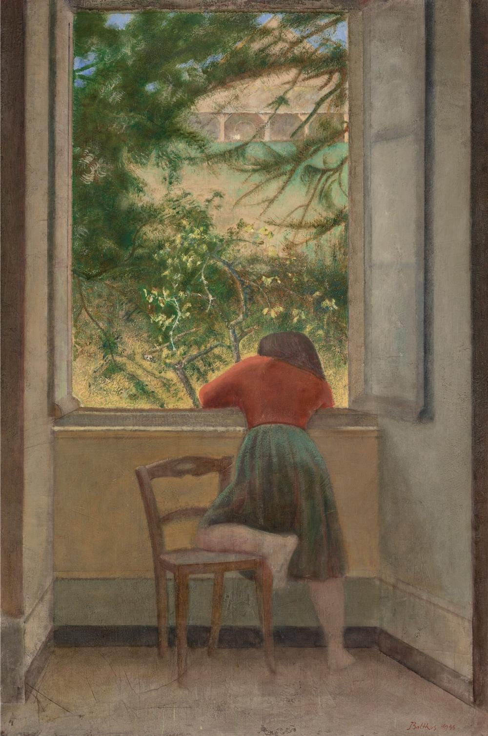Balthus (1908-2001) Jeune fille à la fenêtre oil and Casein on canvas 76 3/ comparable sale