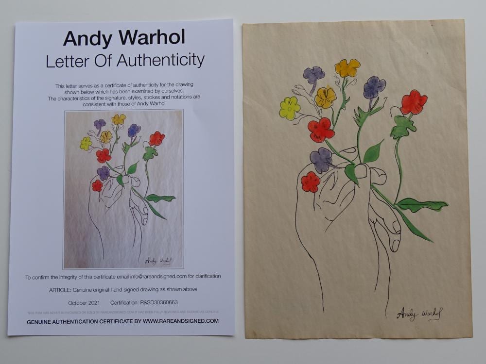 Andy Warhol, ink drawing, hand signed sold by Novartia, lot 232 — auction record photograph