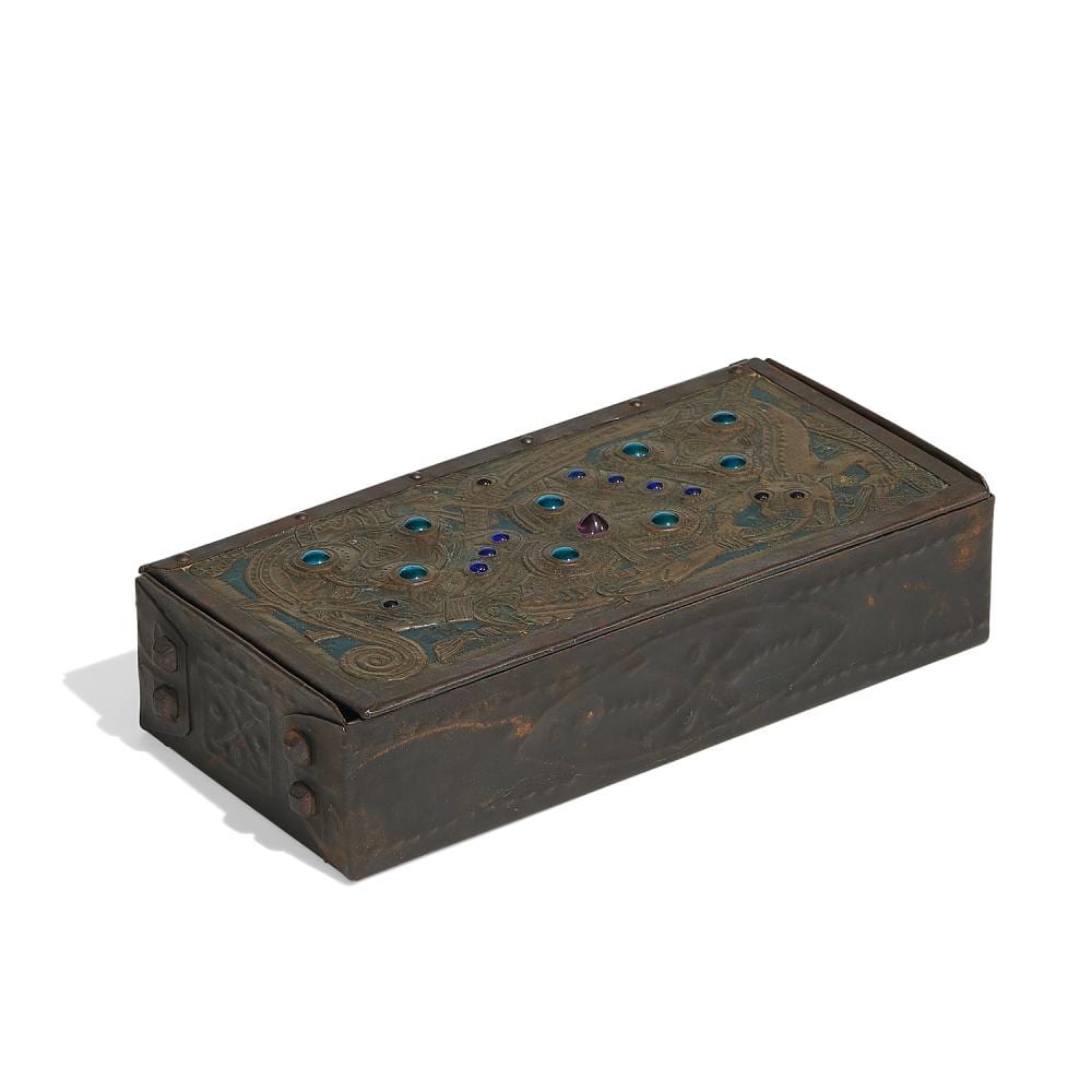 Alfred  Daguet comparable auction result: alfred louis achille daguet 1875 1942 rectangular box with inset cabochon jewels throughout 9 11 16 w x 4 5 8 d x 2 3 16 h