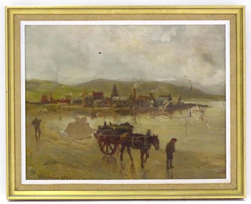 George Aikman comparable auction result: george aikman 1830 1905 oil on canvas ravenglass cumberland figures with a horse and cart with