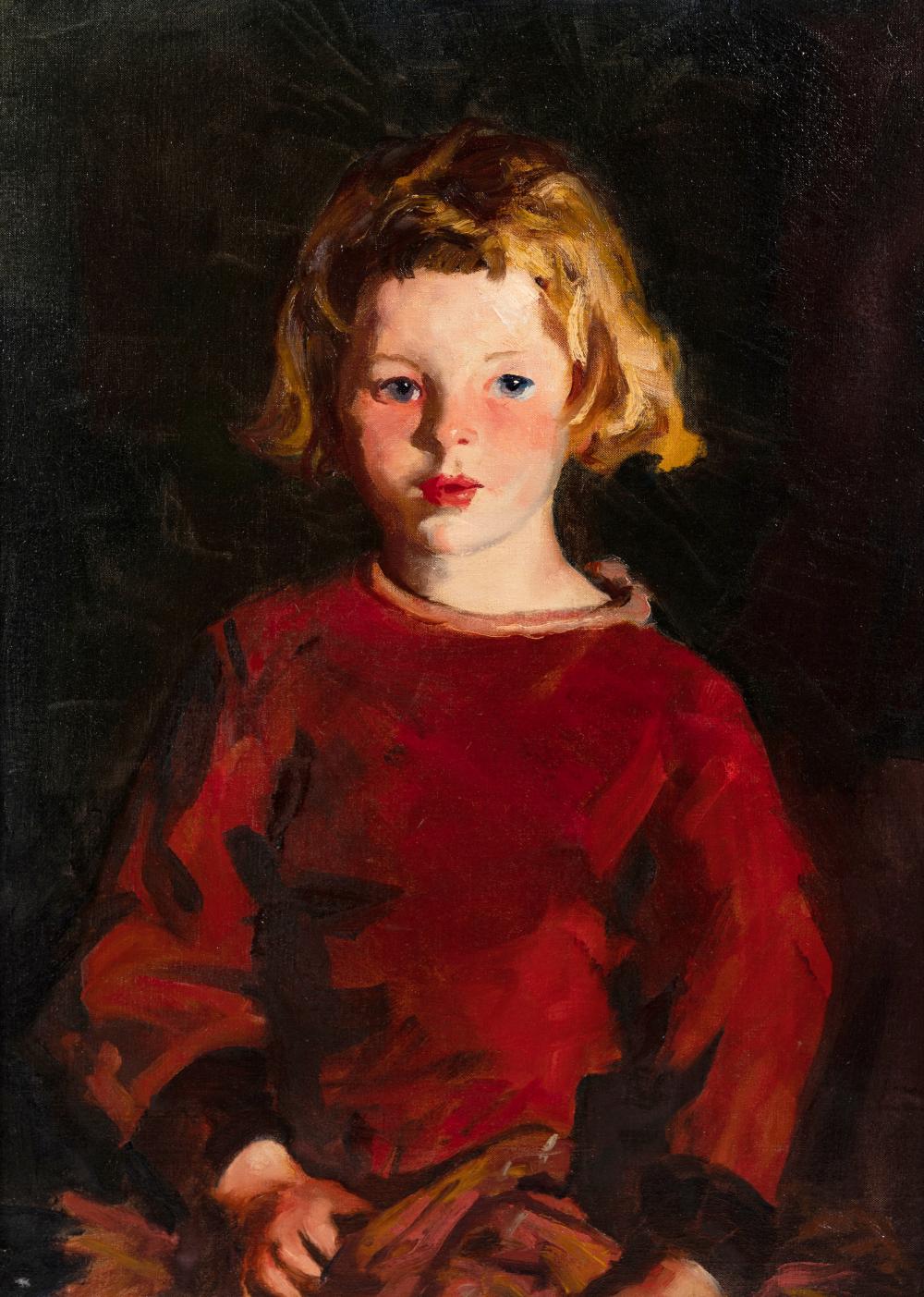 Robert Henri (American, 1865-1929) Girl in a Red Dress, 1928 sold by Freeman’s | Hindman, lot 60 — auction record photograph