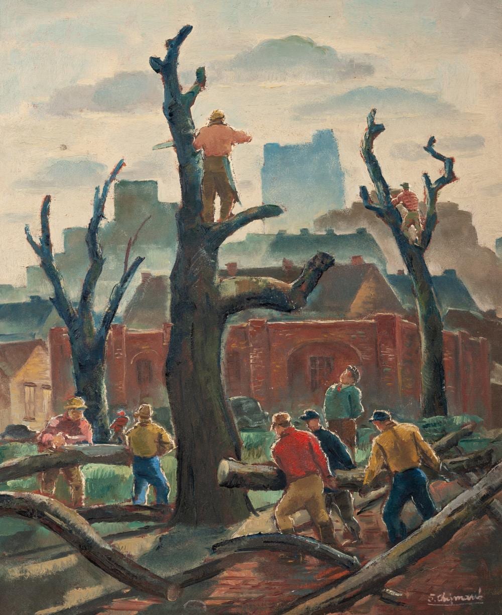 Stephan Chizmark comparable auction result: stephan chizmarik american 1898 1962 tree cutting