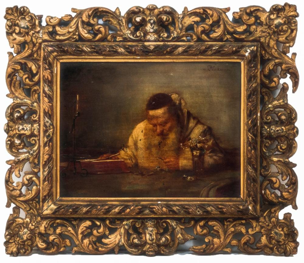 Richard Linderum comparable auction result: richard linderum germany 1851 1926 the naturalist monk oil on panel 7 5 x 10 framed 13 x 15 5