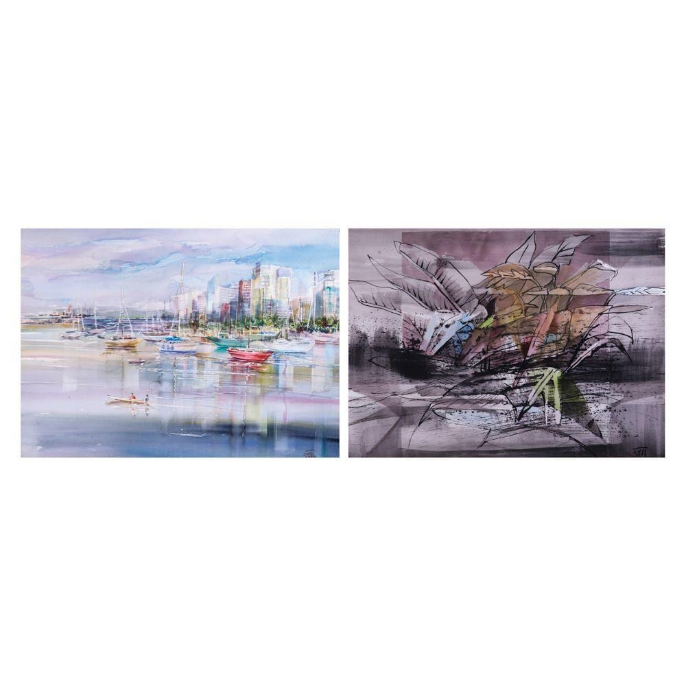 Rafael Cusi comparable auction result: rafael cusi b 1950 a untitled b untitled abstract