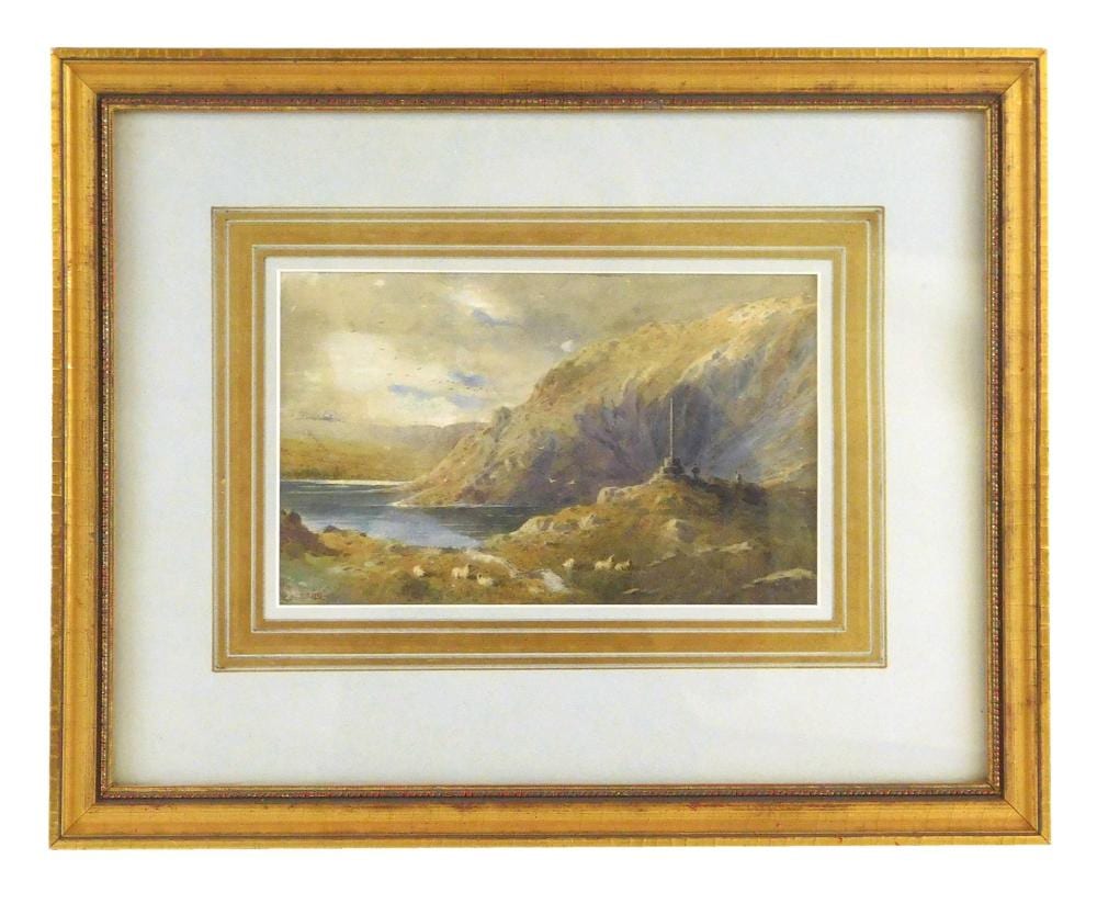 William Biscombe Gardner comparable auction result: william biscombe gardner english 1847 1919 sheepherder 1881 watercolor depicts coastal scene with steep cliffs leading i