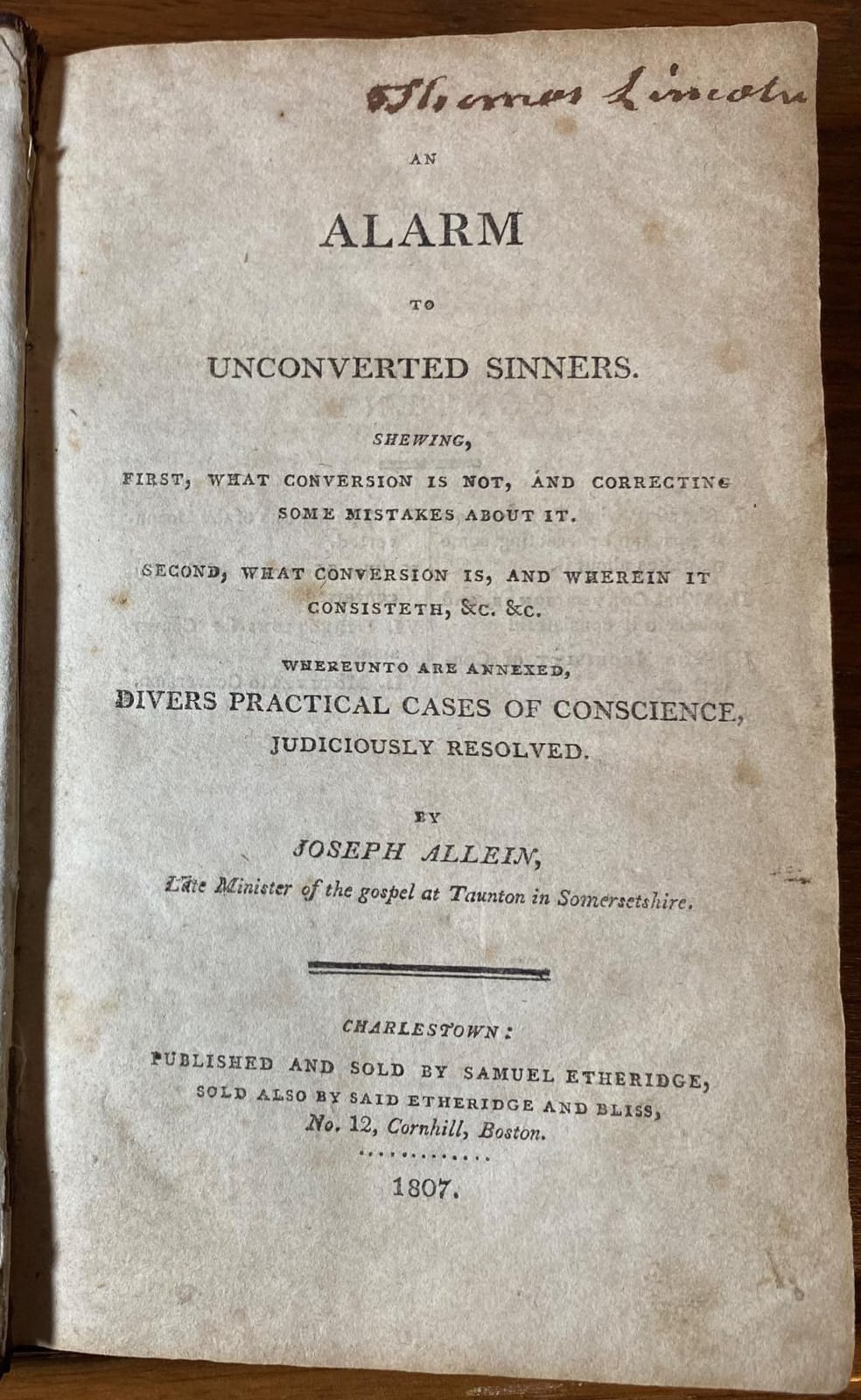 Abe comparable auction result: puritan volume owned 3x signed lincoln s father and likely read by abe