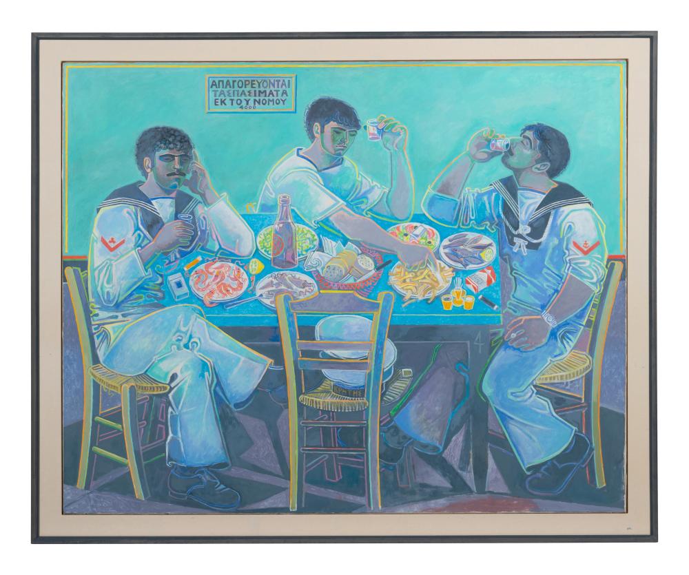 John Craxton (British, 1922-2009) Still Life with Three Sailors, 1982-1987 sold by Hindman, lot 18 — auction record photograph