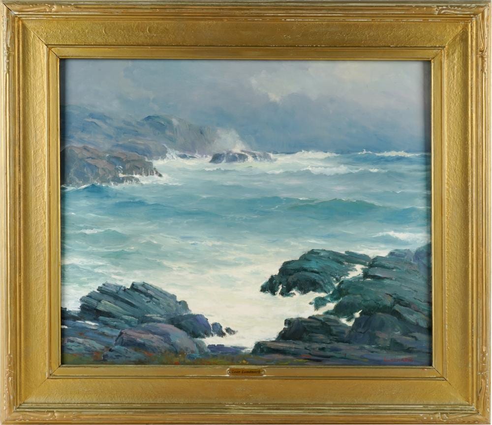 leon lundmark 1875 1942 crashing waves · Abell Auction · 2022-04-21 Leon Lundmark comparable auction result: leon lundmark 1875 1942 crashing waves