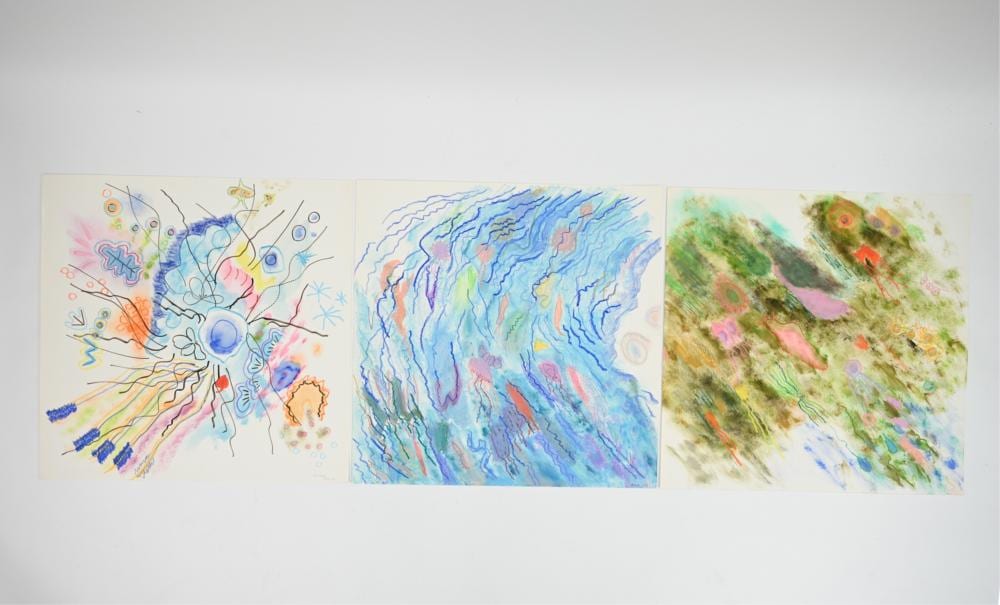 Elaine KAUFMAN FEINER comparable auction result: 3 elaine kaufman feiner oil chalks on paper