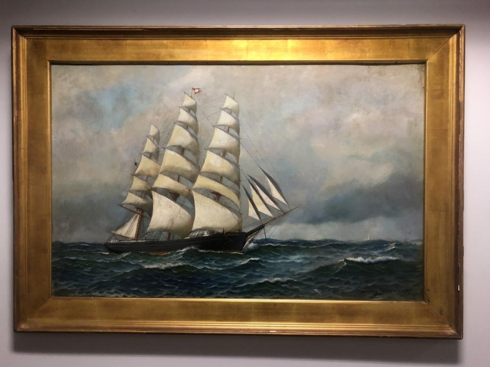 Auction comp thumbnail for Antonio Jacobsen Signed Oil Painting "Sailing Ship (Terri Peters & Associates, Lot 141)