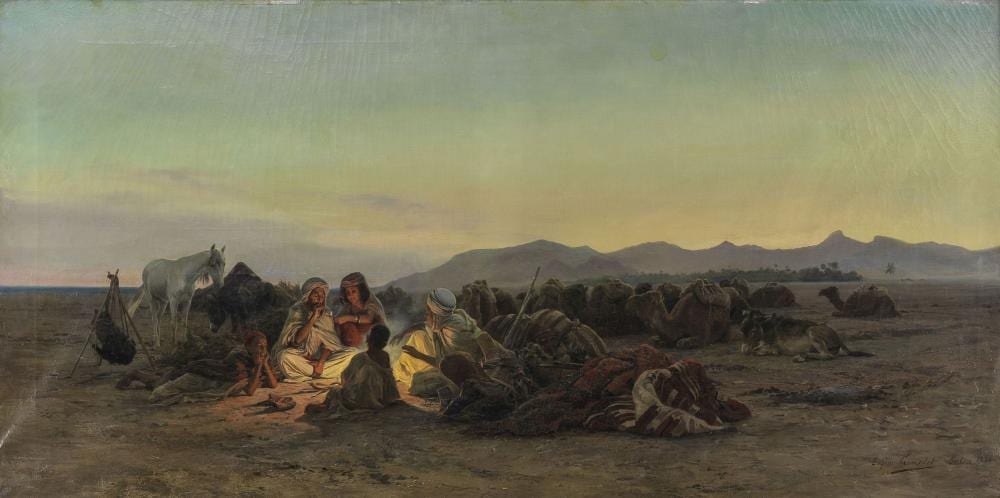 Eugène Girardet comparable auction result: eug ne girardet 1853 1907 campement de b douins huile sur toile sign e et situ e biskra dat e 1