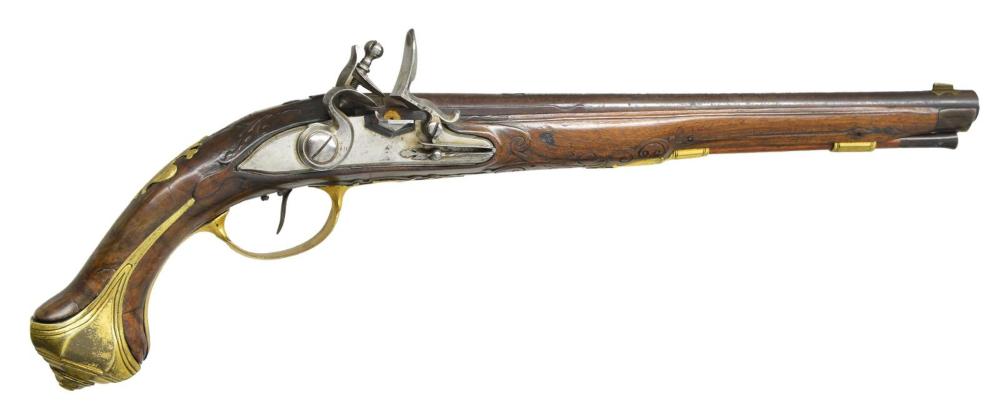 FINE CONDITION PAIR OF GOOD QUALITY FLINTLOCK sold by Poulin Antiques & Auctions, lot 3358 — auction record photograph