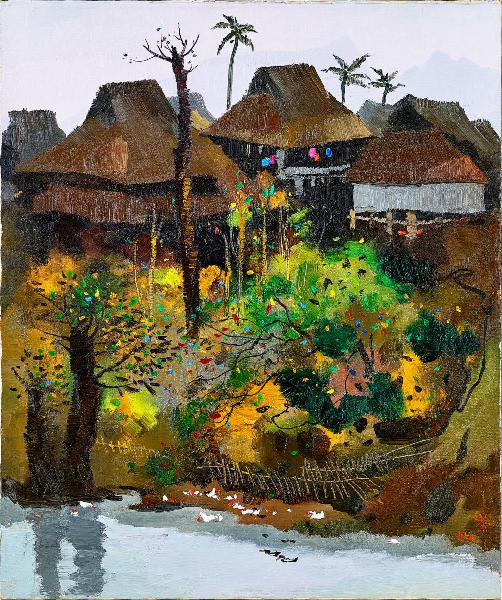 Wu Guanzhong 吳冠中 - A Village of Xishuangbanna 西雙版納村寨 comparable sale