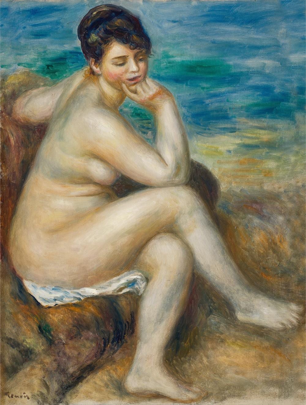 Pierre-Auguste Renoir 皮耶・奧古斯特・雷諾瓦 - Baigneuse accoudée 坐姿浴女 comparable sale