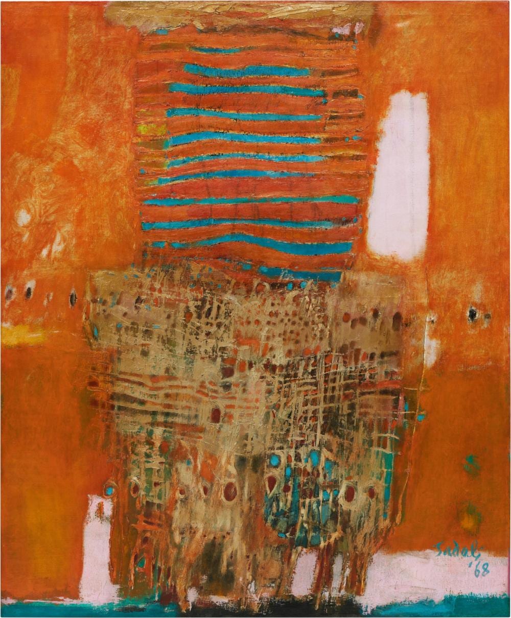 Ahmad Sadali 阿曼德·薩達利 - Composition with Orange Background 橙色背景構圖 comparable sale