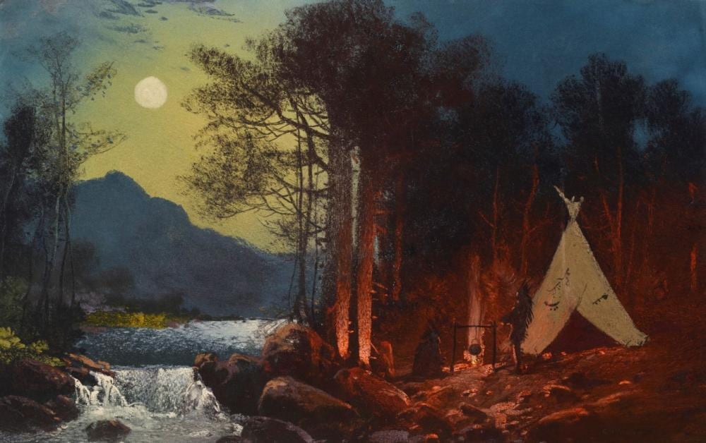 Charles Ferdinand Wimar comparable auction result: carl wimar 1828 1862 moonlight encampment pastel on paperboard 12 1 4 x 1
