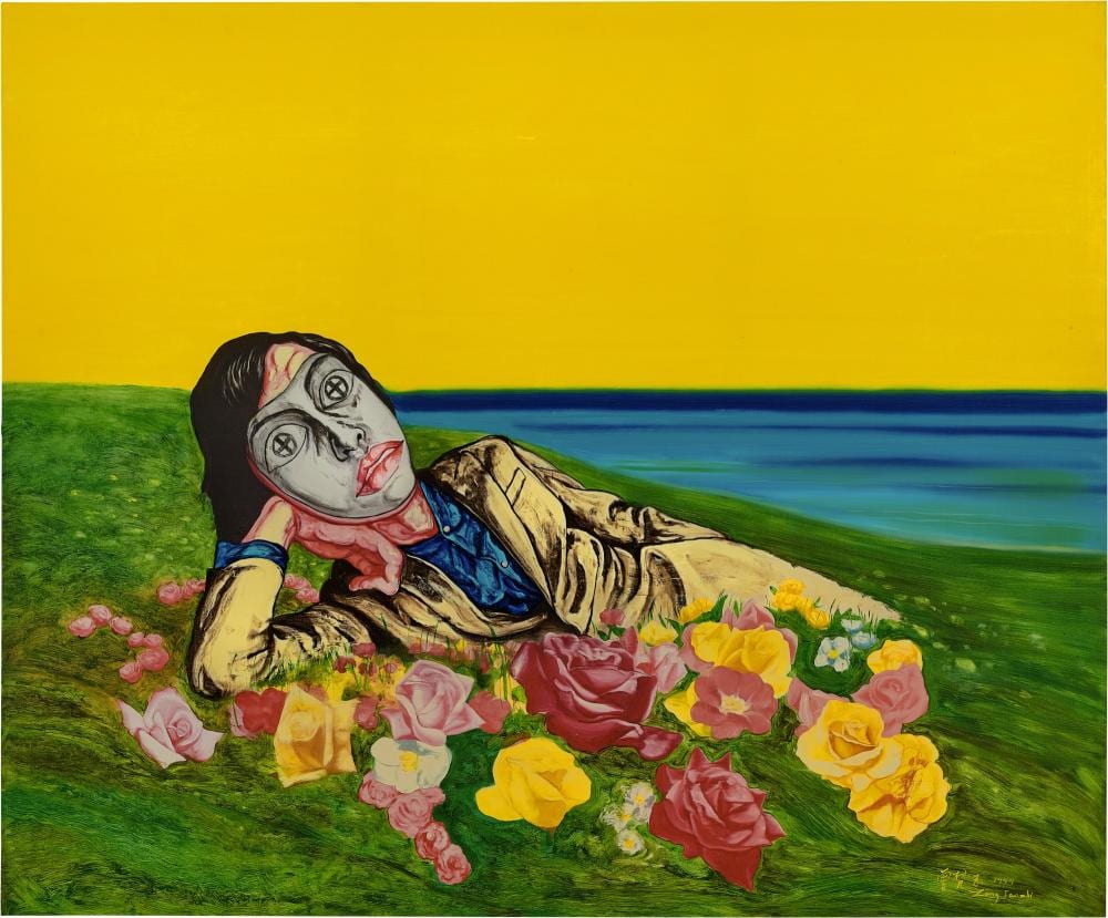 Zeng Fanzhi 曾梵志 - Mask Series 1999 no. 2 面具系列 1999 第2號 comparable sale