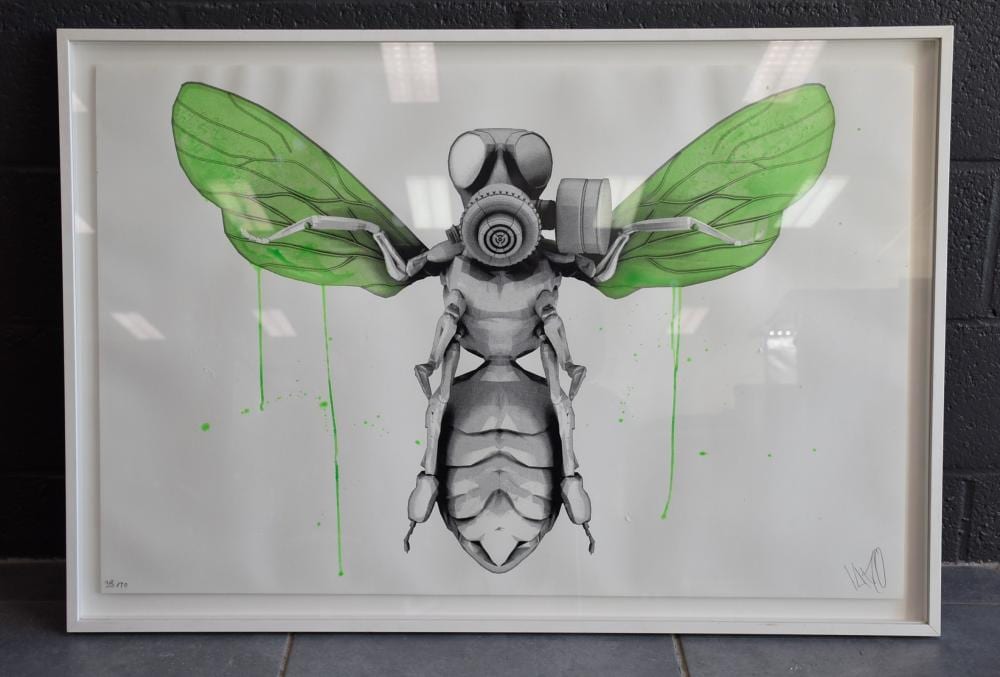 LUDO comparable auction result: ludo 1976 bee with mask lithographie couleur dimensions 96 x 62 cm num rot 33 70 collection priv e d art moderne et street art jacques peltzer