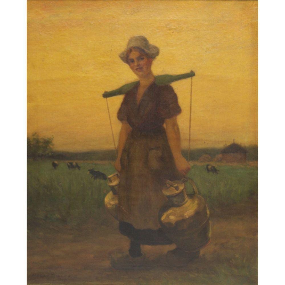 oscar miller usa 1867 1921 dutch girl · Clarke Auction Gallery · 2022-05-19 Oscar Miller comparable auction result: oscar miller usa 1867 1921 dutch girl