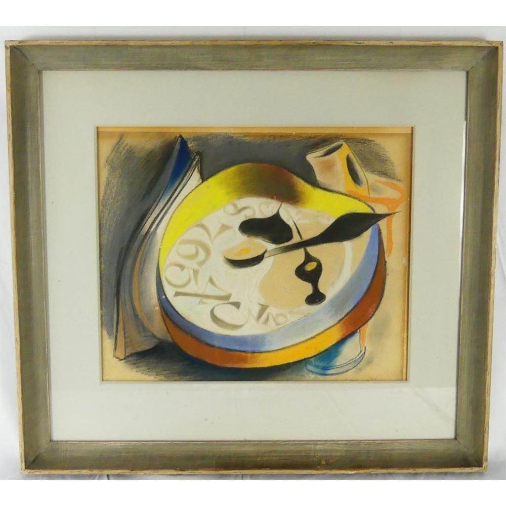 Victor DePauw comparable auction result: victor de pauw clock pastel on paper