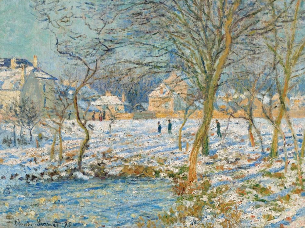 Claude Monet (1840-1926) La mare, effet de neige oil on canvas 23 7/8 x 32 comparable sale