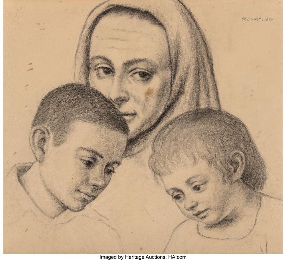 Nathalie Newking comparable auction result: nathalie newking american 1904 1954 mother and child and mother with children